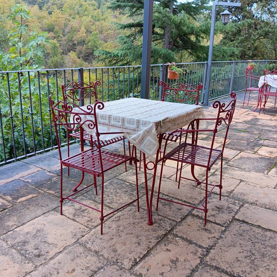 Dining on the covered terrace