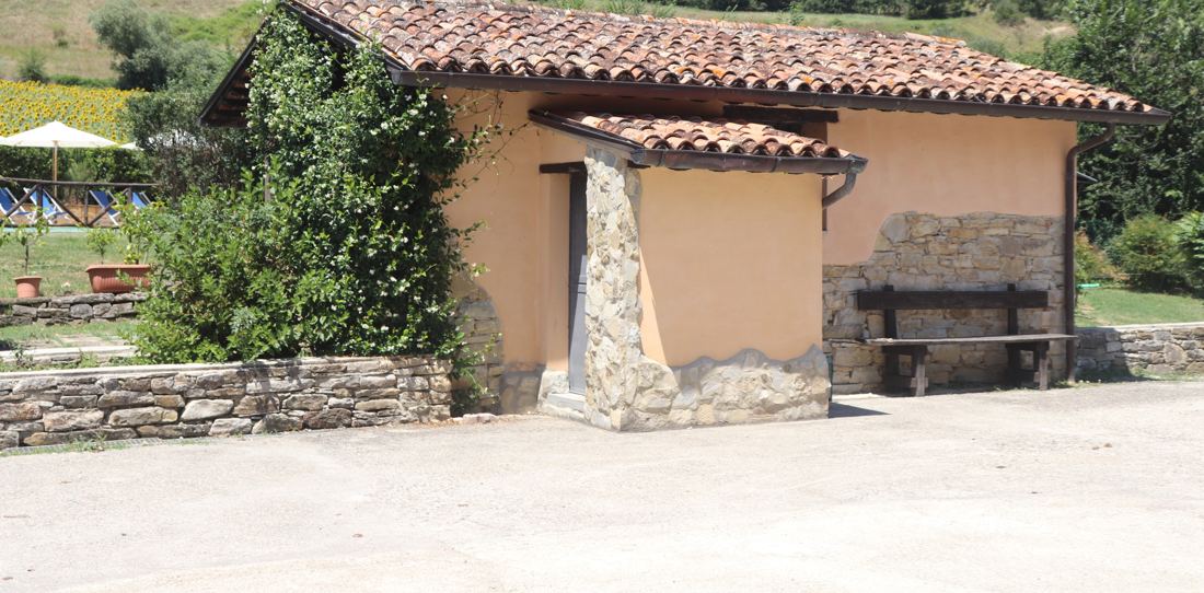 The new steam room and sauna building